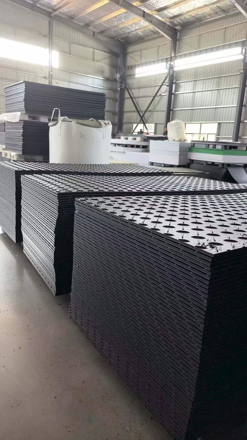 Black HDPE mats in the warehouse